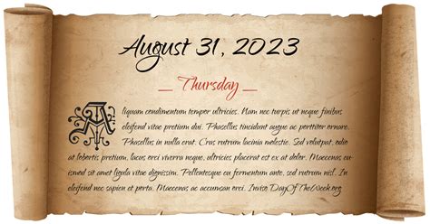 August 31, 2023 (Thursday) .